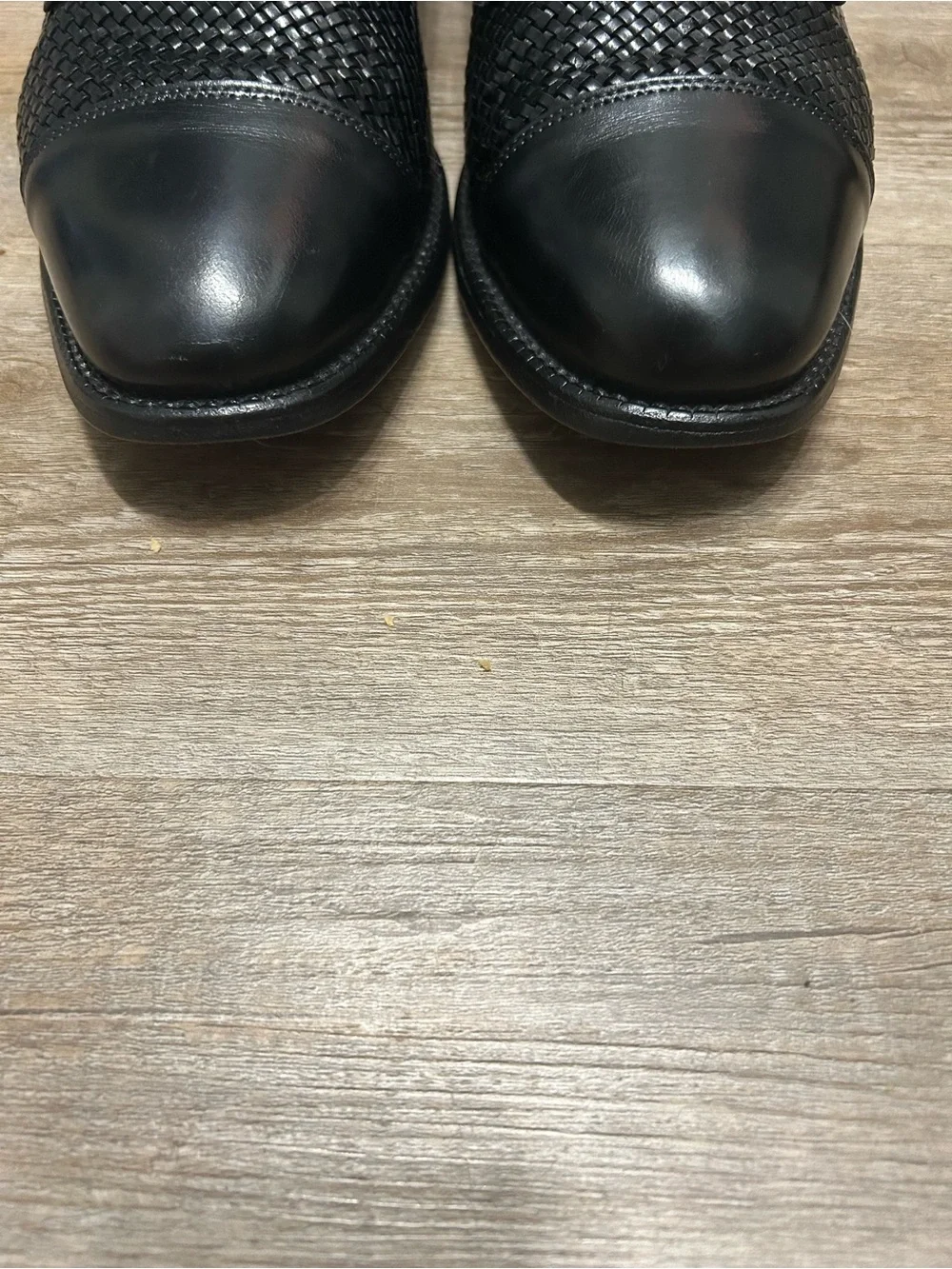 Allen Edmonds Lauderdale Men’s Size 9 D‎ Black Leather Woven Cap-Toe Derby Shoes